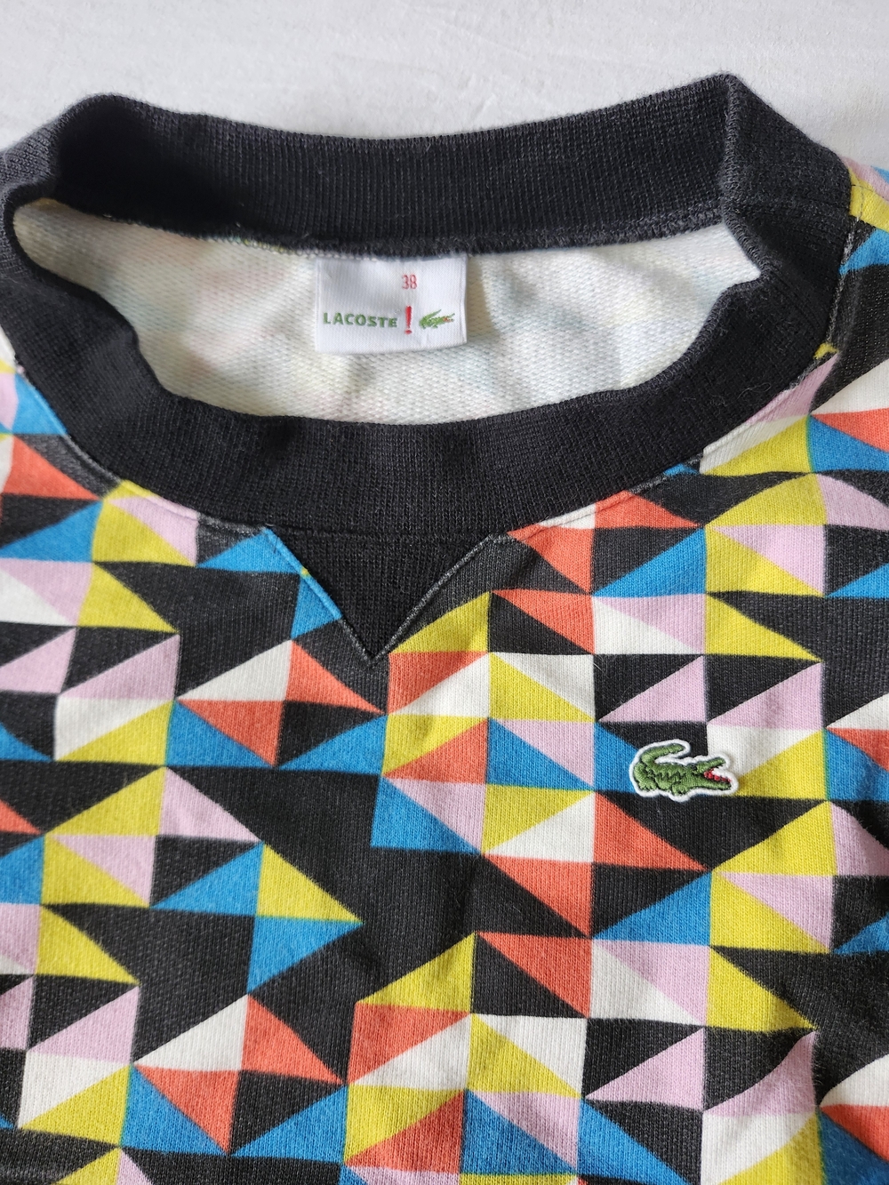 Lacoste Black Multicolor Geometric Crewneck Sweater - Picture 5 of 9